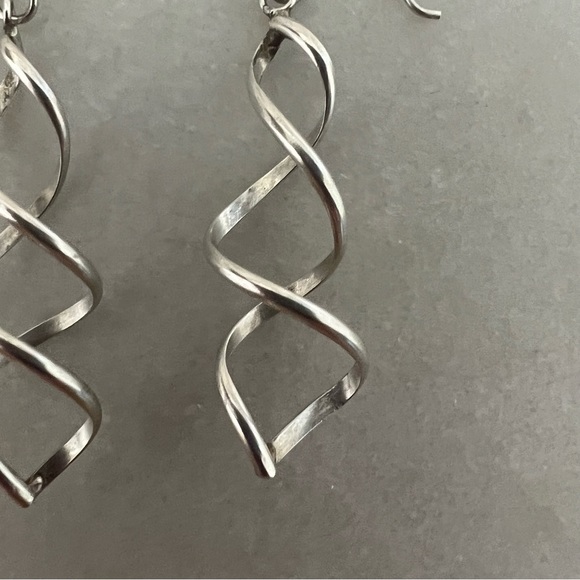 Sterling Silver Spiral Dangle Earrings - Picture 8 of 13
